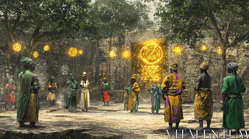 AI ART Ancient Rituals in the Mystical Forest