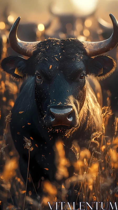 Sunset Bull Portrait AI Image