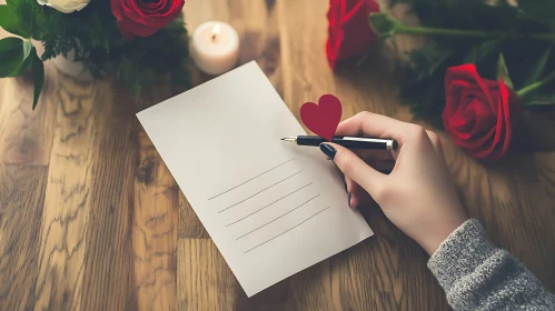 Love Letter Composition with Roses