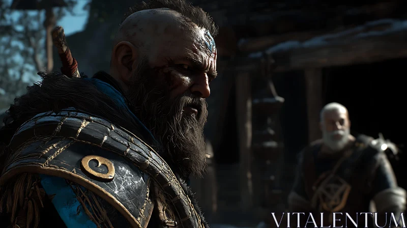 Viking Warrior Gaze - A Portrait of Resilience AI Image