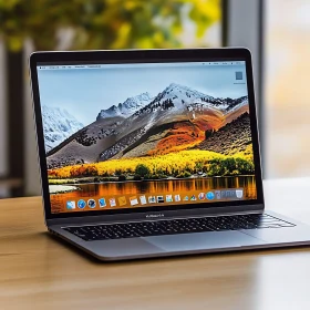 Modern Laptop on Wooden Surface