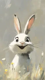 Playful Rabbit Art with Flowers