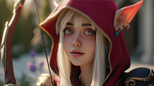 Captivating Portrait of a Beautiful Blonde Woman in a Red Hood