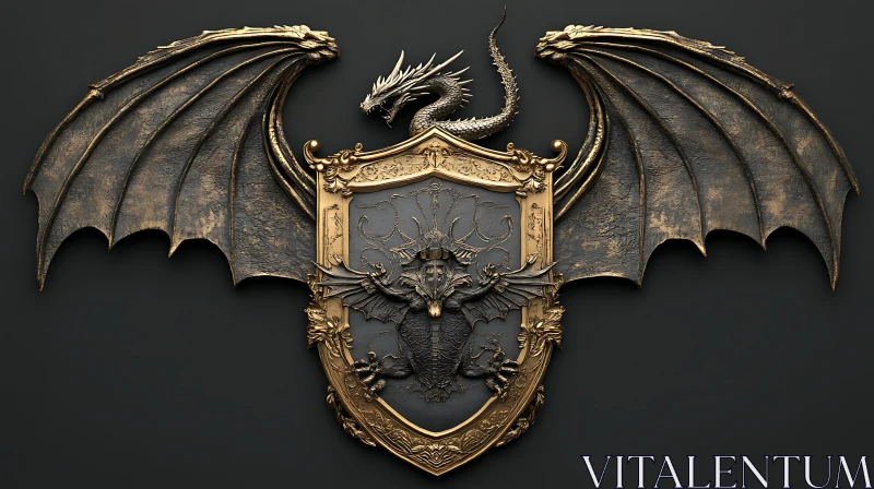 AI ART Gothic Dragon Shield Emblem Art