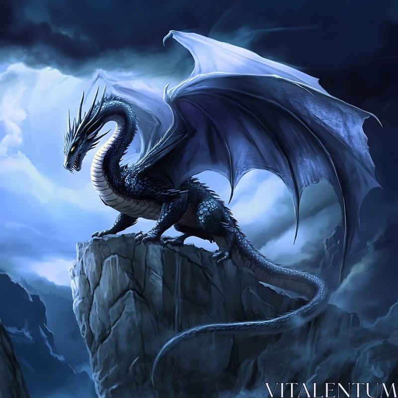 AI ART Dragon on the Rock