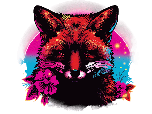 POD Design Colorful Fox Head Illustration for Unique T-shirt Design