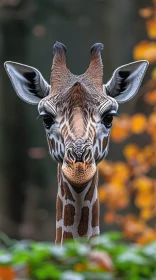 Giraffe Peeking Through Leaves