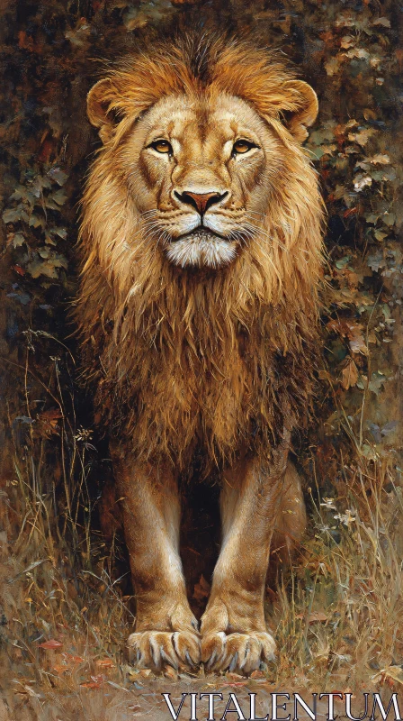 Regal Lion with Wild Backdrop AI Image