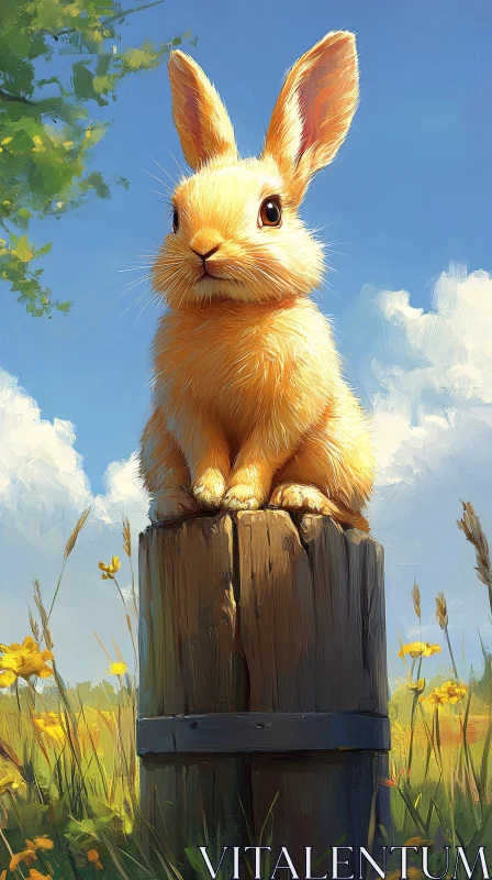 Rabbit in a Meadow AI Image