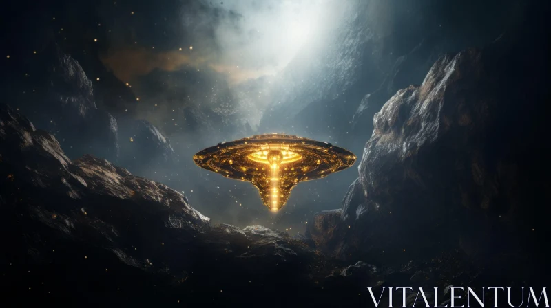 Spaceship in Dark Caves: A Captivating Journey of Esoteric Symbolism AI Image