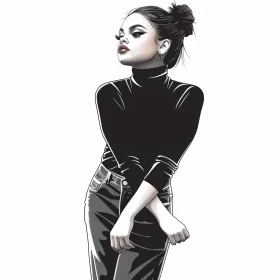 Selena Gomez Stylish Portrait Illustration