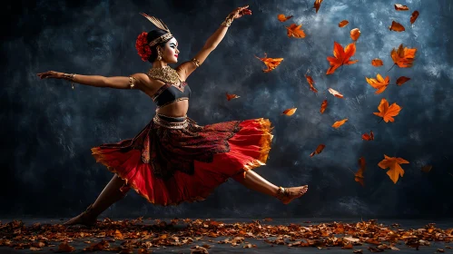 Woman Dancing in Autumnal Splendor