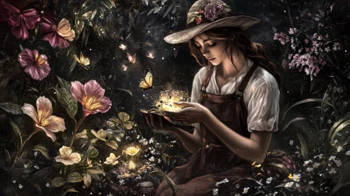 Mystical Woman with Magical Flowers