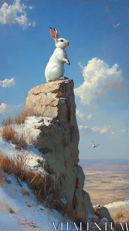 AI ART Majestic Rabbit on a Peak