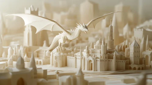 Dragon Flight Above Paper Metropolis