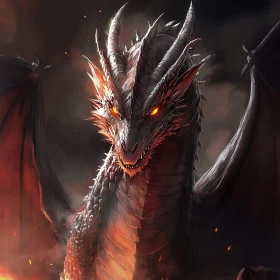 Fantasy Dragon with Fiery Eyes Art