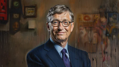 Bill Gates Portrait in Business Attire