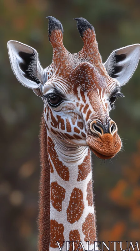 AI ART Wild Giraffe Head Close-Up