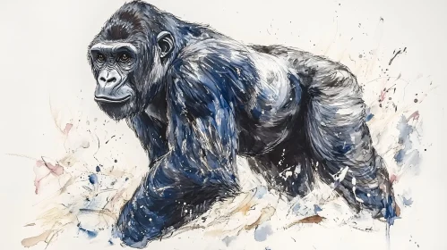 Watercolor Gorilla Portrait