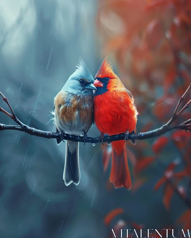 Two Birds Resting Together AI Image