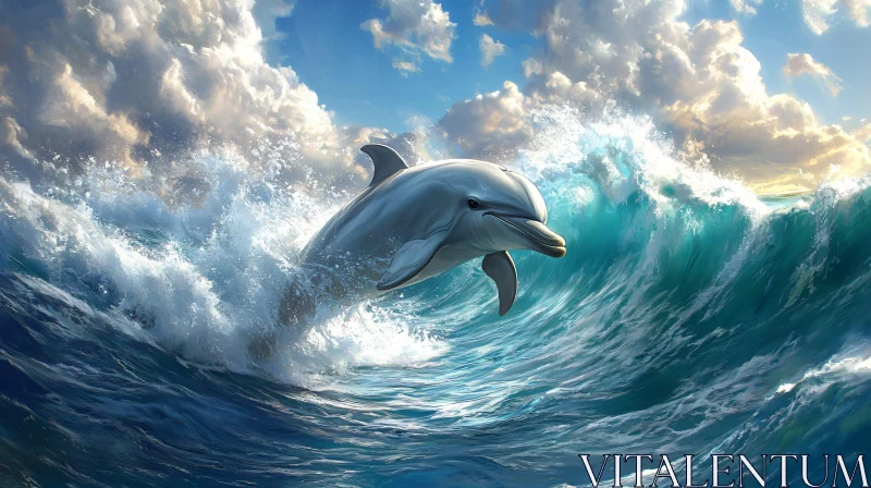 Playful Dolphin in Ocean AI Image