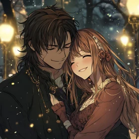 Smiling Couple in Anime Style