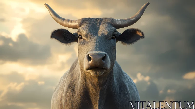 Bull in a Serene Landscape AI Image