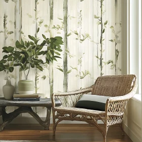 Nature-Inspired Interior with Cozy Rattan Furniture