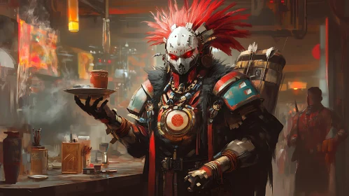 Cyberpunk Warrior in Bar