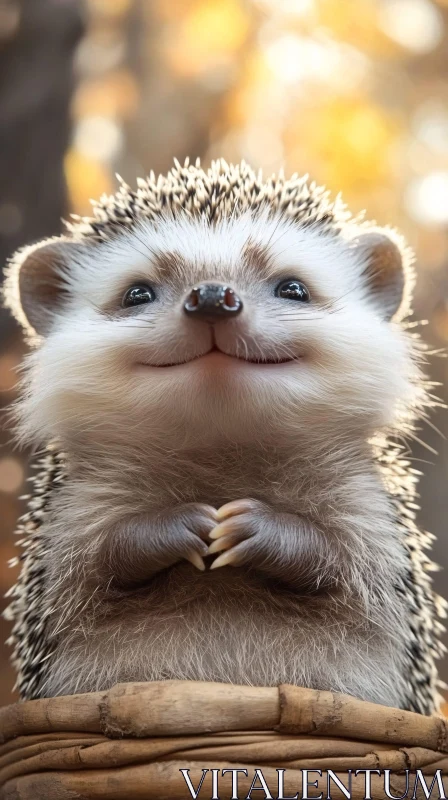 Adorable Hedgehog on Basket AI Image