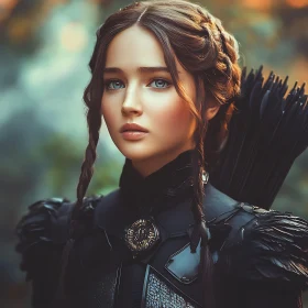Braided Hair Archer in Dark Attire
