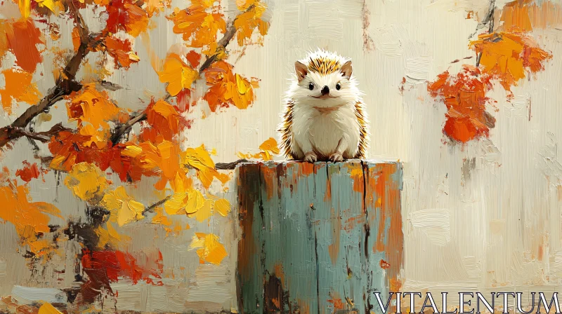 AI ART Whimsical Autumn Art with Hedgehog