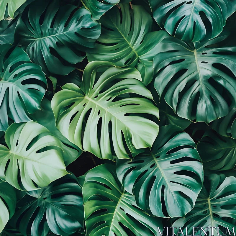 Intricate Monstera Leaves Close-Up AI Image