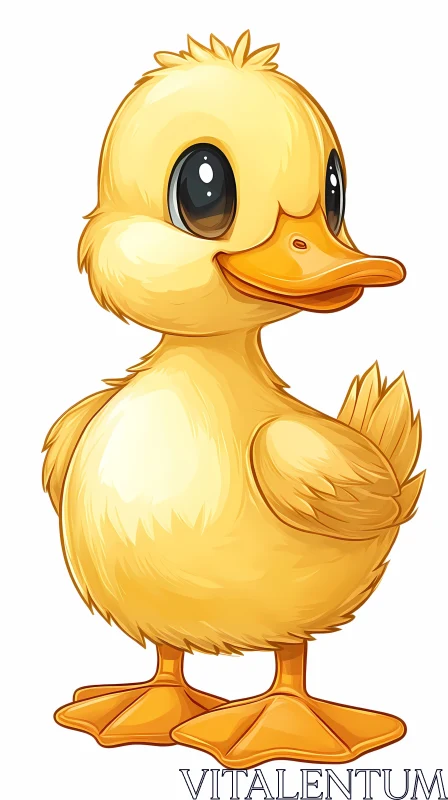 Cute Yellow Duckling Drawing AI Image