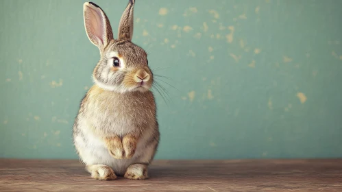 Adorable Bunny with Blue Backdrop
