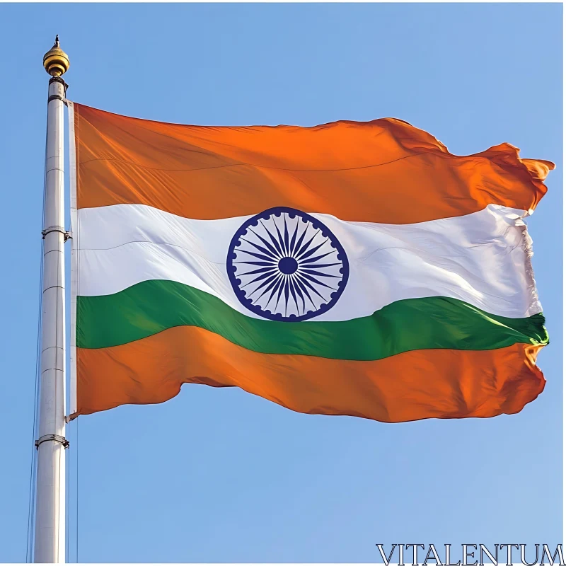 Tricolor Flag of India in the Wind AI Image