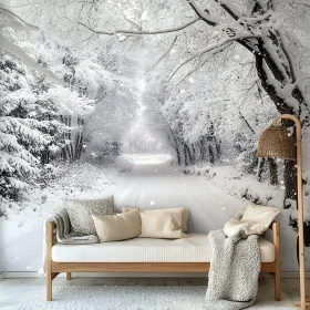 Serene Snowy Pathway and Indoor Comfort