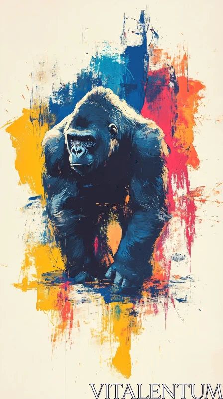 Vivid Abstract Gorilla Art AI Image