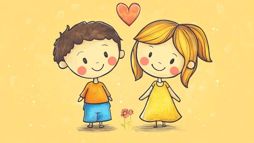 Cartoon Kids in Love