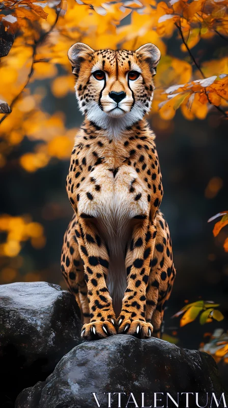 AI ART Cheetah in Golden Foliage