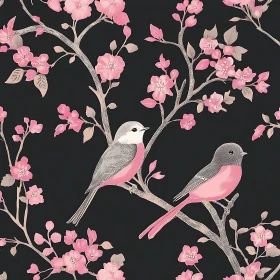 Floral Birds on Branches Art