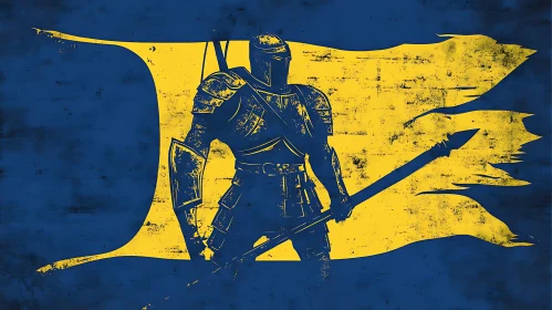 Stylized Warrior with Spear Art