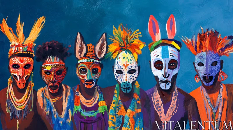 AI ART People in Masks and Headdresses