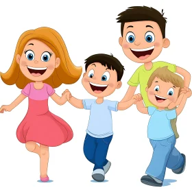 Cartoon Family Happiness