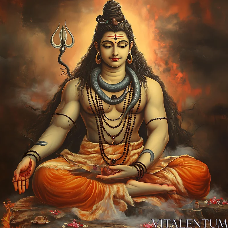 Meditative Shiva Spiritual Art AI Image