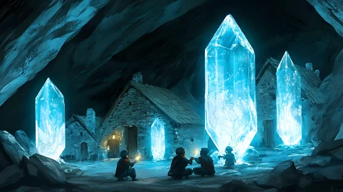 Glowing Crystals and Children in a Cave