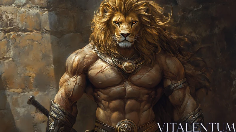 AI ART Lion Warrior with Sword