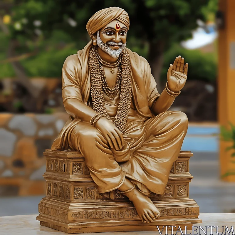 Golden Sculpture of a Spiritual Leader AI Image