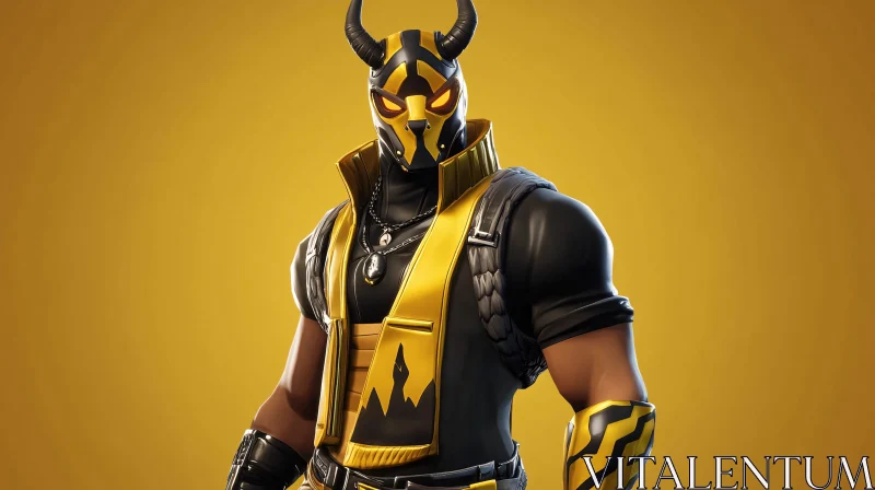 AI ART Masked Warrior in Gold and Black