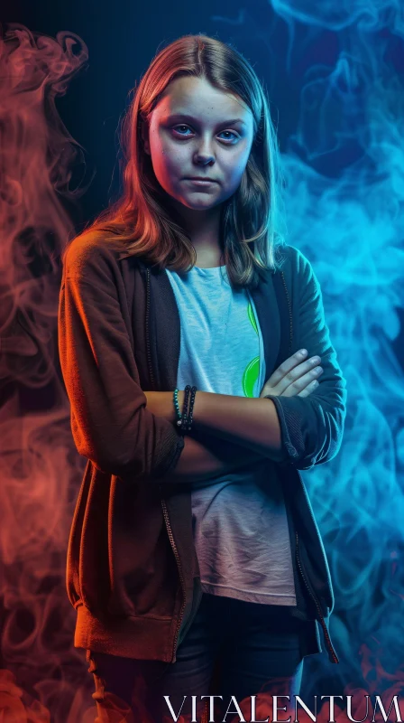 Greta Thunberg Intense Portrait AI Image